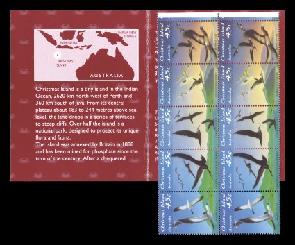 1995-96 Postmaster provisional booklets of ten, lot of four different, with 45c Seabirds (S.G. 372-76), 45c Orchids (S.G. 392-96), 45c Christmas (S.G. 405) and 45c Fish (S.G.
414), o.g., n.h., very fine it is believed that less than 100 of e