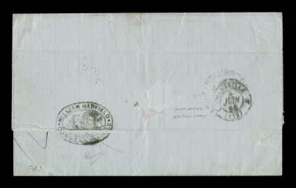 British Army Post Office at Constantinople, folded letter with red British Army Post OfficeMy 291856 c,d,s, on back of folded letter to Marseilles, France, with fancy ornate
forwarding agents handstamp of William Hadfield, with a sailing