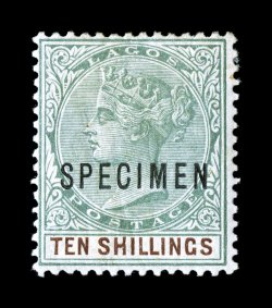 S.G. 30s-41s, 1887-1902 2p to 10- Queen Victoria, with overprinted Specimen cplt., bright colors, o.g., (2p, 4p and 5- small part o.g.), 3p with nibbed perfs. at right, 5p with
small spot on face, fine-very fine (Scott 18S38S).