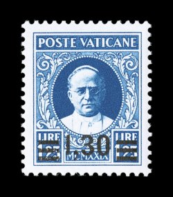36 var., 1937 1.30L on 1.25L Provisional surcharge, second printing, marvelously well centered, brilliantly fresh, o.g., n.h., extremely fine this is the key stamp to the
second printing signed Raybaudi Sassone does not price individual value