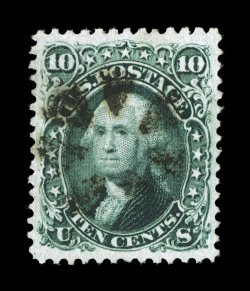68a, 10c Dark green, TAG double transfer variety, an especially desirable used example, with deep luxuriant color and a highly detailed impression on fresh paper, exceedingly
well centered within uncharacteristically large margins, neat and cent