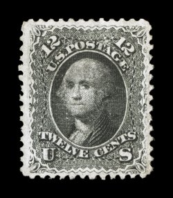 85E, 12c Black, Z grill, an attractive used example of this elusive stamp, marvelously well centered within large margins, which are most uncharacteristic of this notoriously
off-center and tightly-margined stamp, strong color in a dark shade,