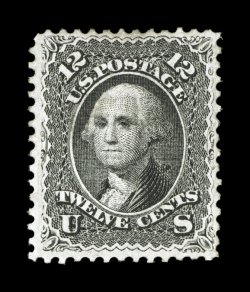 90, 12c Black, E grill, a rarely offered mint example, well centered, deep color and a strong detailed impression, part o.g., very fine 1984 PF certificate.