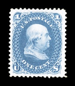 102, 1c Blue re-issue, unused, well centered within uncommonly large margins, lovely rich color on pristine white paper, choice very fine 1987 PF certificate.
