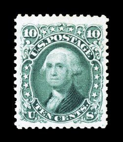 106, 10c Green re-issue, an extraordinary quality mint example, being among the finest of the 451 sold, boasting enormously large margins and being marvelously well centered
within them, unusually fresh and bright overall, with rich luxurian