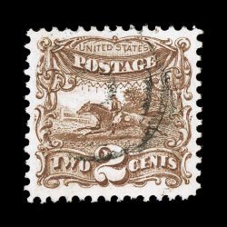113, 2c Brown, used, exceptionally well centered within large margins, lovely color that is especially bright and rich, crisp detailed impression, unusually light cancel,
extremely fine 2007 PSE certificate (XF 90 SMQ $250.00).
