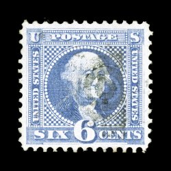 115, 6c Ultramarine, used, uncommonly well centered for this difficult value, bright and fresh, light target cancel, extremely fine 1984 PF certificate.