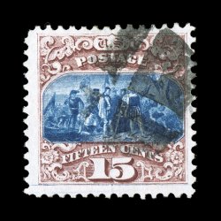 118, 15c Brown and blue, Ty. I, used, well centered within unusually large margins, bright and fresh, cork cancel, choice very fine 2004 PF certificate.