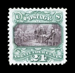 120, 24c Green and violet, unused, exceedingly well centered and margined, fresh colors, extremely fine 1979 PF certificate.