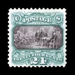 130, 24c Green and violet re-issue, unused, attractively centered, bright fresh colors, very fine 1986 PF certificate.