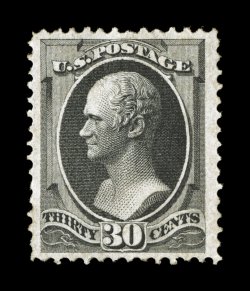 143, 30c Black with grill, a very rare mint example of this grilled Bank Note, well centered within unusually wide margins, deep color and an especially strong impression, part
o.g., very fine sound well centered examples of this with any part