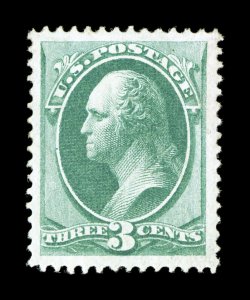 147, 3c Green, well centered within truly lavish margins all around, bright fresh color, full o.g., extremely fine an especially attractive and large-margined example 1988 PF
certificate.