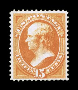 152, 15c Bright orange, attractive example of this scarce mint stamp, brilliantly fresh color, well centered within large margins, full o.g., lightly hinged, very fine 1999 PF
certificate.