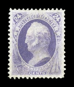 153, 24c Purple, an extraordinary quality mint example of this scarce Bank Note, featuring near perfect centering amid uncharacteristically large margins, rich bright color on
fresh clean paper, full o.g., lightly hinged, extremely fine a most