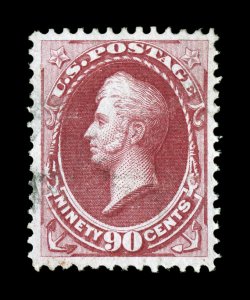 155, 90c Carmine, premium used single, excellent centering within large margins, bright rich color and a crisp impression on fresh paper, very light cancel which is most
uncharacteristic of this high value, extremely fine 1983 PF certificate fo