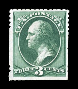 169, 3c Blue green special printing, without gum as issued, a highly desirable example of this immensely rare stamp of which no more than 40 are believed to exist, this
particular copy is especially bright and fresh, with sumptuously rich co