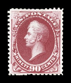 177, 90c Violet carmine special printing, without gum as issued, a superlative example of this incredibly rare stamp, being in a condition which places it among the very finest
of the mere 40-45 in existence, featuring physical attributes th
