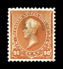 229, 90c Orange, a highly select used example, impeccably well centered within large margins, brilliantly rich color and a crisp impression, unusually light cancel for this high
value, extremely fine gem 2007 PF certificate (XF-Superb 95 SMQ $