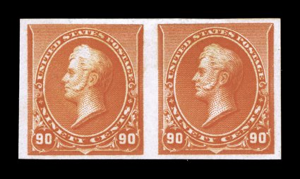 229a, 90c Orange imperforate, horizontal pair, deep vivid color, large margins all around, o.g., very fine and quite scarce 1986 PF certificate.
