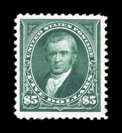 263, $5.00 Dark green, unused, well centered within uncharacteristically large margins, strong color on bright paper, very fine 2007 PF certificate.