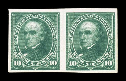 264c, 268a, 272b, 273a, 1c-10c Bureau Issue, imperforate, each in a horizontal pair, 1c with partial imprint in left margin, large margins all around, bright and fresh, o.g.,
lightly hinged, very fine-extremely fine each is accompanied by a PF