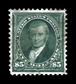 278, $5.00 Dark green, used, exceptionally well centered and margined, strong color and impression, much more lightly cancelled than typically seen, extremely fine 2007 PF
certificate (VF-XF 85 SMQ $860.00).