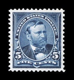 281, 5c Dark blue, an outstanding mint single which would satisfy the most fastidious collector, being marvelously well centered within uncharacteristically large margins for
the issue, rich vivid color and deeply etched impression, immaculate o