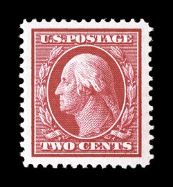 332, 2c Carmine, a magnificent quality mint example, possessing enormously large margins all around and being incredibly well centered within these impressive borders, gorgeous
radiant color and an especially vivid impression on clean fresh pape
