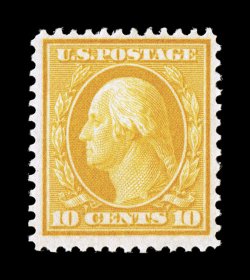 364, 10c Yellow on bluish paper, brilliant color, nicely centered, o.g., lightly hinged, very fine photocopy of a 1978 PF certificate for a block of four, this being the top
left stamp.