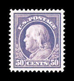 421, 50c Violet, single line watermark, a magnificent mint example that clearly ranks  among the finest quality never hinged 421s in existence, as it boasts several outstanding
physical characteristics that are rarely encountered on a sing