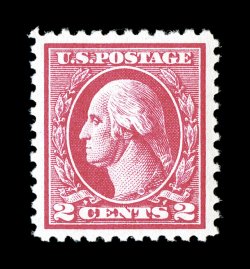 527, 2c Carmine offset, Ty. V, an incredible quality mint single, being flawlessly centered amid large balanced margins, extraordinarily bright and fresh, pristine o.g., n.h.,
an extremely fine gem 2007 PSE certificate (Superb 98 SMQ $1,600.00