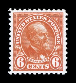 558, 6c Red orange, wonderfully well centered within exceptionally large margins, radiant color and a vivid impression on bright white paper, pristine o.g., n.h., extremely fine
2007 PSE certificate (XF-Superb 95 SMQ $600.00).