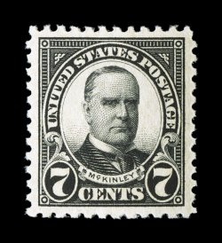 559, 7c Black, exceedingly well centered within large margins, strong color and a sharp impression, o.g., n.h., an extremely fine gem 2007 PSE certificate (Superb 98 SMQ
$570.00).