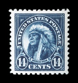 565, 14c Blue, exceptionally well centered within especially wide margins, deep prooflike color and impression on brilliantly white paper, o.g., n.h., extremely fine jumbo 2007
PSE certificate (XF-Superb 95 Jumbo SMQ $110.00 for 95 and $410.00