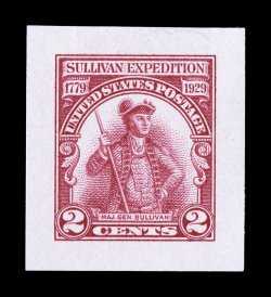 657P2, 2c Battle of Fallen Timbers, small die proof on white wove paper, extraordinarily fresh, large balanced margins, extremely fine a pristine example of this rare
proof.