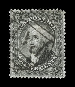 36, 12c Black, plate I, a most impressive used example, beautiful centering which is especially difficult to find on the plate I stamps, fresh color, light small Boston Paid
cancel, extremely fine 2003 PF certificate.