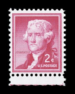 1033a, 2c Carmine rose, silkote paper, bottom sheet-margin single, well centered, bright and fresh, o.g., n.h., very fine 2007 PSE certificate.