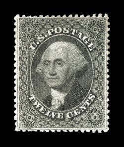 36b, 12c Black, plate III, excellent centering, strong rich color and a lovely clean impression, full o.g., extremely fine photocopy of a 1989 PF certificate for a pair, this
being the right stamp.