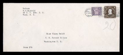 570, 50c Lilac, tied by Washington, D.C., Nov. 11, 1922 slogan cancel on large size U390 first day cover, with W.O. Siebold return address, opened at left, very
fine.