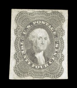 37c, 24c Lilac, imperforate, unused as usual, ample to large margins (actually much better than most of the handful of existing copies), rich color, very fine and quite scarce
1987 PF certificate.