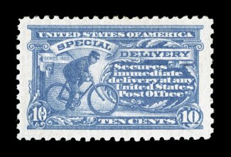 E10, 10c Pale ultramarine, outstanding centering within extraordinarily large margins, bright fresh color and paper, o.g., lightly hinged, extremely fine a striking jumbo 1980
PF certificate.