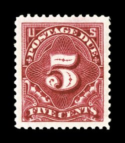 J48, 5c Deep claret, a superlative mint example, being flawlessly centered within huge margins all around, plus its color is gloriously deep and rich, razor-sharp impression as
well, o.g., lightly hinged, simply superb an outstanding stamp 200