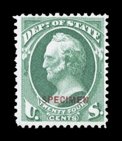 O65S-D, 24c State special printing, with carmine Specimen overprint, without gum as issued, bright and fresh, better centering than usual, very fine only 253 printed 2006 PF
certificate.
