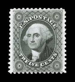 44, 12c Greenish black reprint, without gum as issued, a highly desirable example of this reprint rarity, possessing exceedingly wide margins for this, wonderfully well centered,
plus its color is especially fresh and its impression quite strong