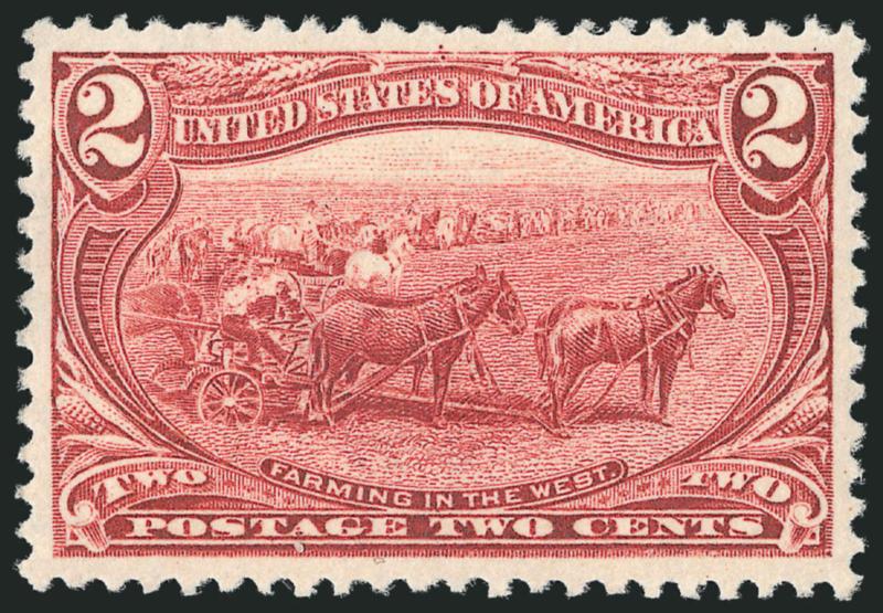 2c Trans-Mississippi (286).> Mint N.H., vivid color on bright paper, gorgeous centering, Extremely Fine Gem, with 2010 P.S.E. certificate (XF-Superb 95 SMQ $670.00)