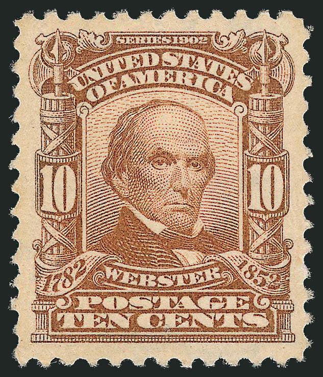 10c Pale Red Brown (307).> Mint N.H., vivid color, choice centering with wide even margins, Extremely Fine Gem, a beautiful stamp, with 2010 P.S.E. certificate (XF-Superb 95 SMQ $1,300.00), only one has graded
higher to date (at 98J)