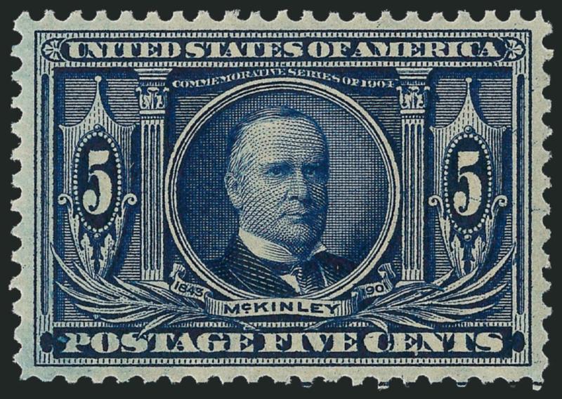 5c Louisiana Purchase (326).> Mint N.H., gorgeous centering and wide margins for this tightly-spaced issue, intense color, Extremely Fine Gem, with 2010 P.S.E. certificate (XF-Superb 95 SMQ $1,500.00)