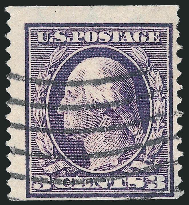 3c Deep Violet, Orangeburg Coil (389).> True Orangeburg Deep Violet color, wavy-line machine cancel, thin spot bottom right corner<><>^FINE APPEARANCE. AN ATTRACTIVE EXAMPLE OF THIS MAJOR COIL RARITY.^<><>
With 2009 P.S.E. certificate