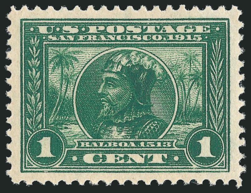 1c Panama-Pacific (397).> Mint N.H., rich color on bright white paper, wide and balanced margins, Extremely Fine Gem, a superb stamp, with 2010 P.S.E. certificate (Superb 98 SMQ $550.00)