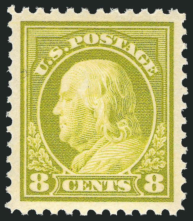 8c Olive Bister (508).> Mint N.H., pretty shade and almost mathematical centering, Extremely Fine Gem, a superb stamp, with 2010 P.S.E. certificate (Superb 98 SMQ $620.00), only four have graded higher to
date